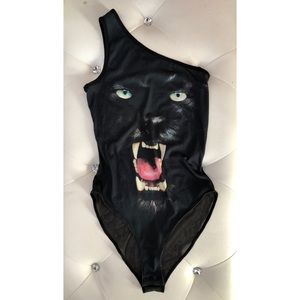 ASOS Petite Black Panther Cat Bodysuit